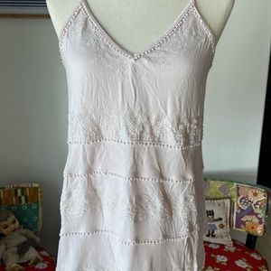 P O L pale pink embroidered Spaghetti strap top
